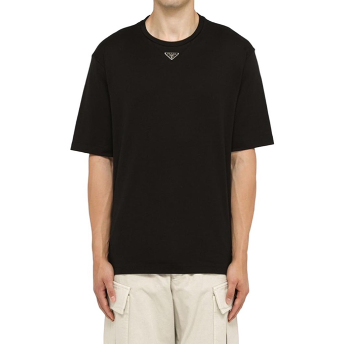 prada triangle logo short sleeve t-shirt